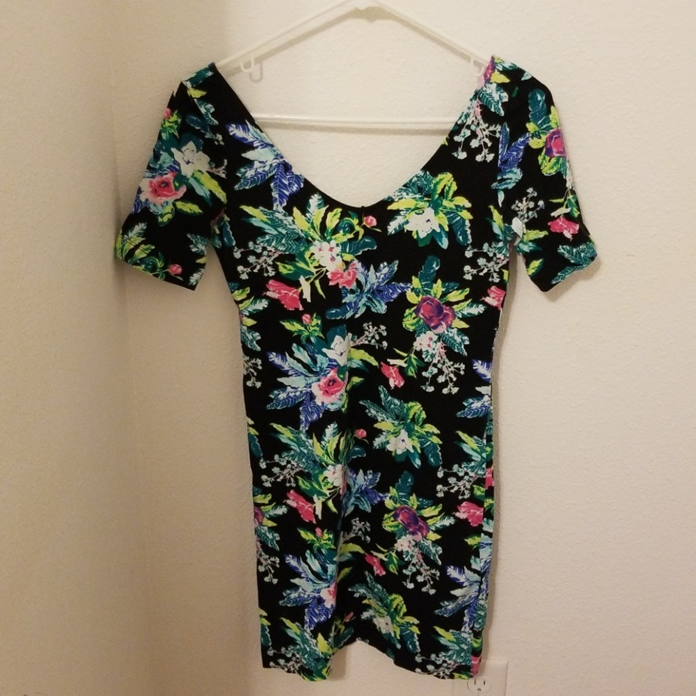 Neon floral mini dress